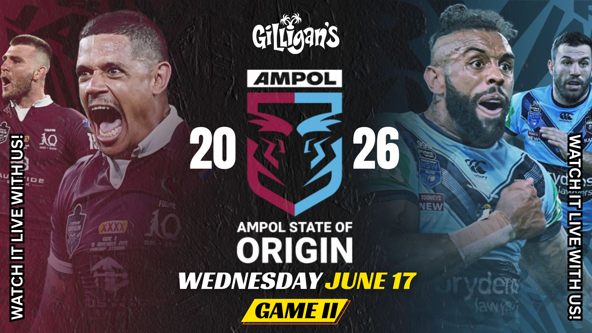 State of Origin Game 2: Live on the big screens, Wednesday 17th June